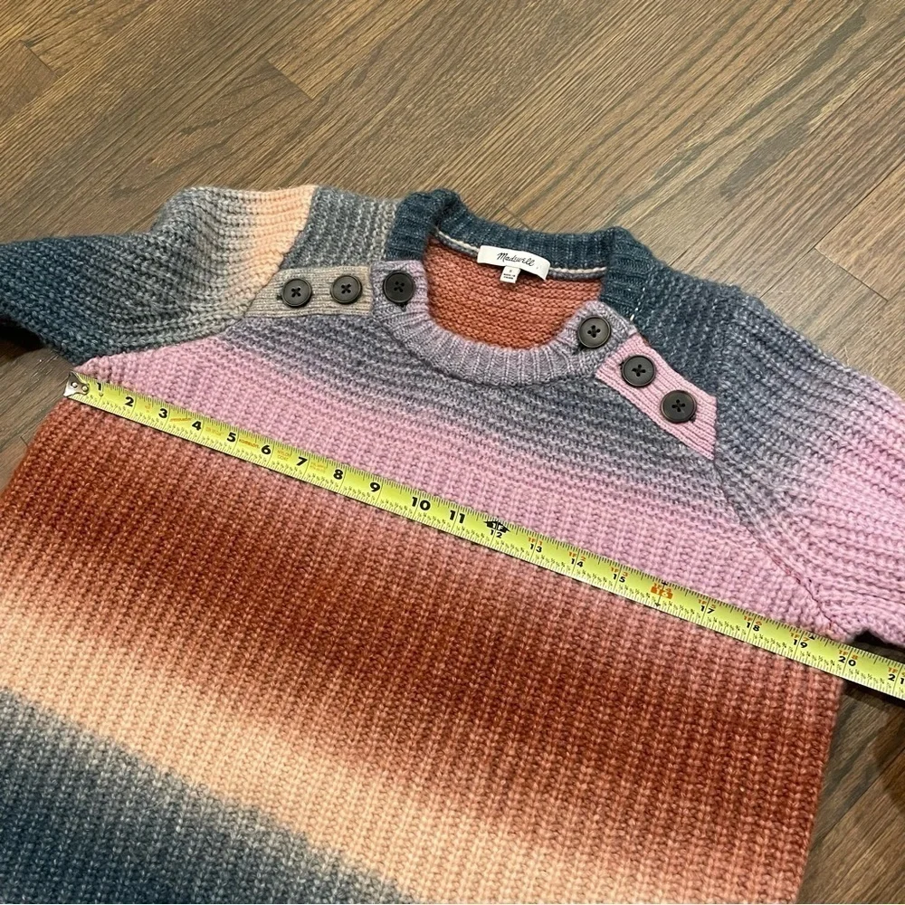 Madewell Fall 2021 Space-Dyed Button-Shoulder Pullover Sweater Small Wool Alpaca